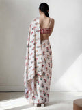 Multicolor Chinon Digital Print with Lace Border Ready to Wear Saree