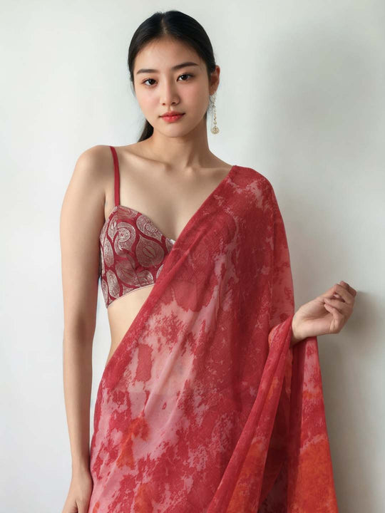 Gajri Marble Chiffon Printed Ready to Wear Saree