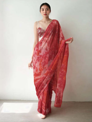 Gajri Marble Chiffon Printed Ready to Wear Saree
