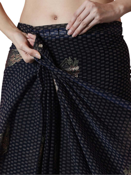 Black Marble Chiffon Printed Ready to Wear Saree