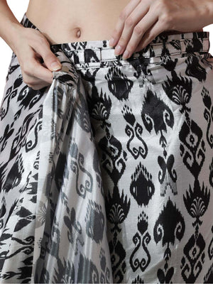 Black Chinon Digital Print with Lace Border Ready to Wear Saree