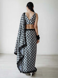 Grey Chinon Digital Print with Lace Border Ready to Wear Saree