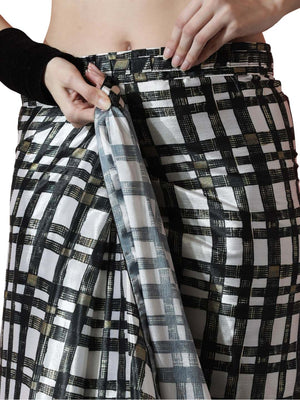 Black Chinon Digital Print with Lace Border Ready to Wear Saree