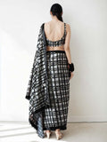 Black Chinon Digital Print with Lace Border Ready to Wear Saree