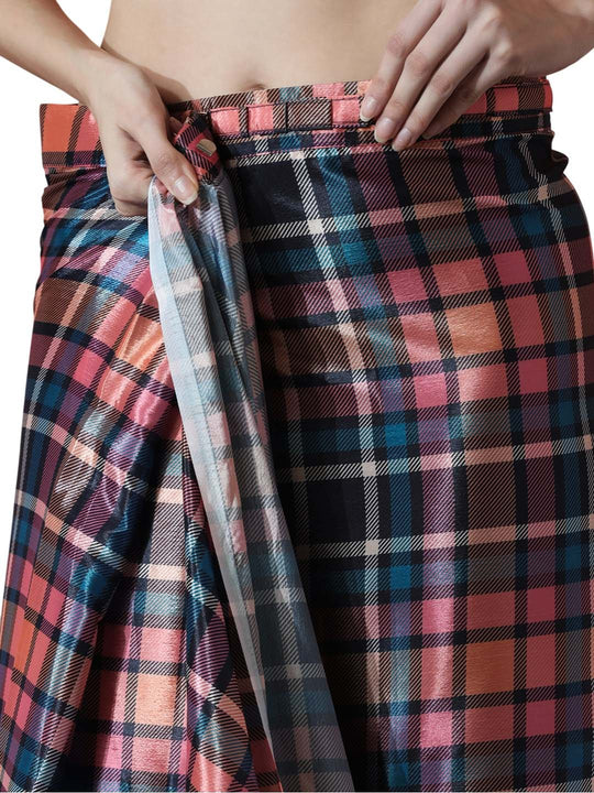 Multicolor Chinon Digital Print with Lace Border Ready to Wear Saree