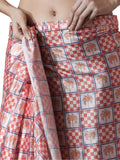 Peach Chinon Digital Print with Lace Border Ready to Wear Saree