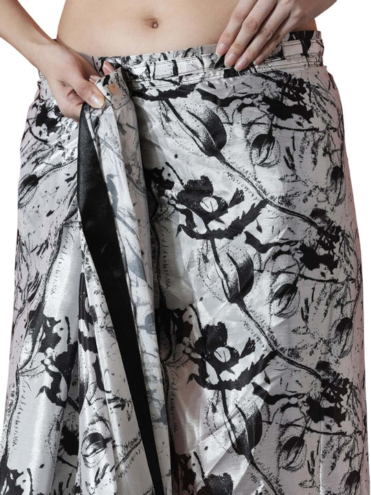 Black Chinon Digital Print with Lace Border Ready to Wear Saree