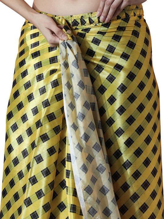 Mehendi Chinon Digital Print with Lace Border Ready to Wear Saree