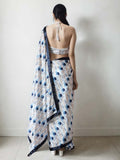 Multicolor Chinon Digital Print with Lace Border Ready to Wear Saree