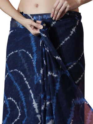 Dark Blue Marble Chiffon Printed Ready to Wear Saree