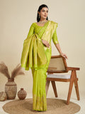 Green Soft Kanjivaram Silk Zari Woven Designer Saree with Blouse