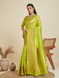 Green Soft Kanjivaram Silk Zari Woven Designer Saree with Blouse