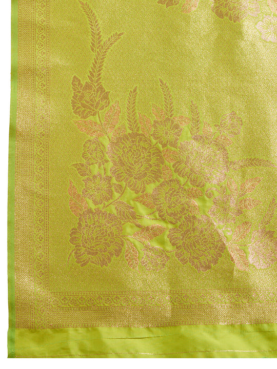 Green Soft Kanjivaram Silk Zari Woven Designer Saree with Blouse