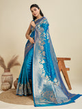 Blue Soft Kanjivaram Silk Zari Woven Designer Saree with Blouse