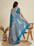 Blue Soft Kanjivaram Silk Zari Woven Designer Saree with Blouse
