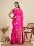 Pink Soft Kanjivaram Paithani Silk Zari Woven Designer Saree with Blouse
