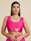 Pink Soft Kanjivaram Paithani Silk Zari Woven Designer Saree with Blouse