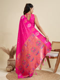 Pink Soft Kanjivaram Paithani Silk Zari Woven Designer Saree with Blouse