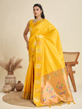 Yellow Soft Kanjivaram Paithani Silk Zari Woven Designer Saree with Blouse