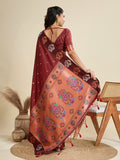 Maroon Soft Kanjivaram Paithani Silk Zari Woven Designer Saree with Blouse