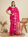 Rani Pink Soft Kanjivaram Paithani Silk Zari Woven Designer Saree with Blouse