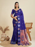 Blue Soft Kanjivaram Paithani Silk Zari Woven Designer Saree with Blouse