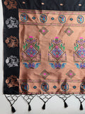 Black Soft Kanjivaram Paithani Silk Zari Woven Designer Saree with Blouse
