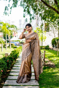 Cream Handloom Raw Silk Weaving Designer Saree with Blouse