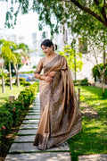 Cream Handloom Raw Silk Weaving Designer Saree with Blouse
