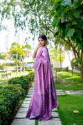 Purple Handloom Raw Silk Weaving Designer Saree with Blouse