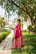 Pink Handloom Raw Silk Weaving Designer Saree with Blouse