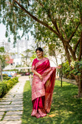 Pink Handloom Raw Silk Weaving Designer Saree with Blouse