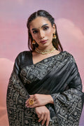 Black Handloom Raw Silk Weaving Designer Saree with Blouse