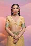 Cream Handloom Raw Silk Weaving Designer Saree with Blouse