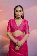 Rani Pink Handloom Raw Silk Weaving Designer Saree with Blouse