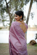 Purple Handloom Raw Silk Weaving Designer Saree with Blouse