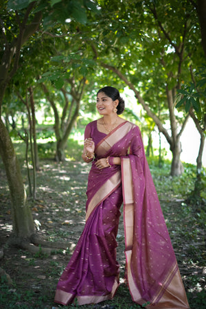 Purple Soft Kalyani Silk Zari Woven Designer Saree with Blouse