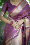 Purple Soft Kalyani Silk Zari Woven Designer Saree with Blouse