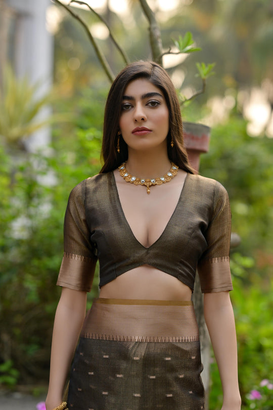 Mehendi Soft Kalyani Silk Zari Woven Designer Saree with Blouse