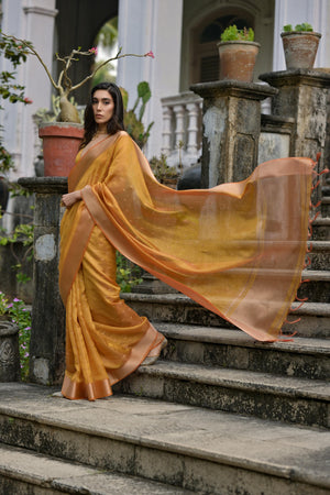 Mustard Soft Kalyani Silk Zari Woven Designer Saree with Blouse