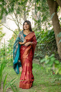 Maroon Soft Banarasi Silk Zari Woven Saree with Blouse