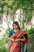 Maroon Soft Banarasi Silk Zari Woven Saree with Blouse