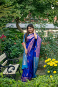 Royal Blue Soft Banarasi Silk Zari Woven Saree with Blouse