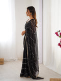 Black Soft Sitara Embroidered Designer Saree with Blouse
