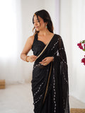 Black Soft Sitara Embroidered Designer Saree with Blouse