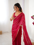 Pink Soft Sitara Embroidered Designer Saree with Blouse