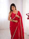 Pink Fandy Silk Embroidered Designer Saree with Blouse