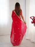 Pink Fandy Silk Embroidered Designer Saree with Blouse