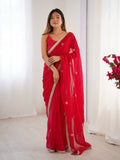Pink Fandy Silk Embroidered Designer Saree with Blouse