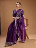 Purple Jimmy Choo Sequins Embroidered Designer Saree with Blouse